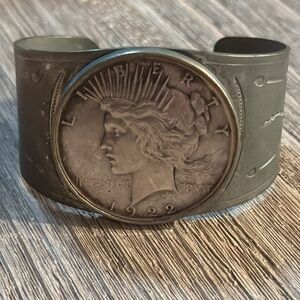 Vintage Fred Harvey Era 1922 Silver Dollar Cuff bracelet